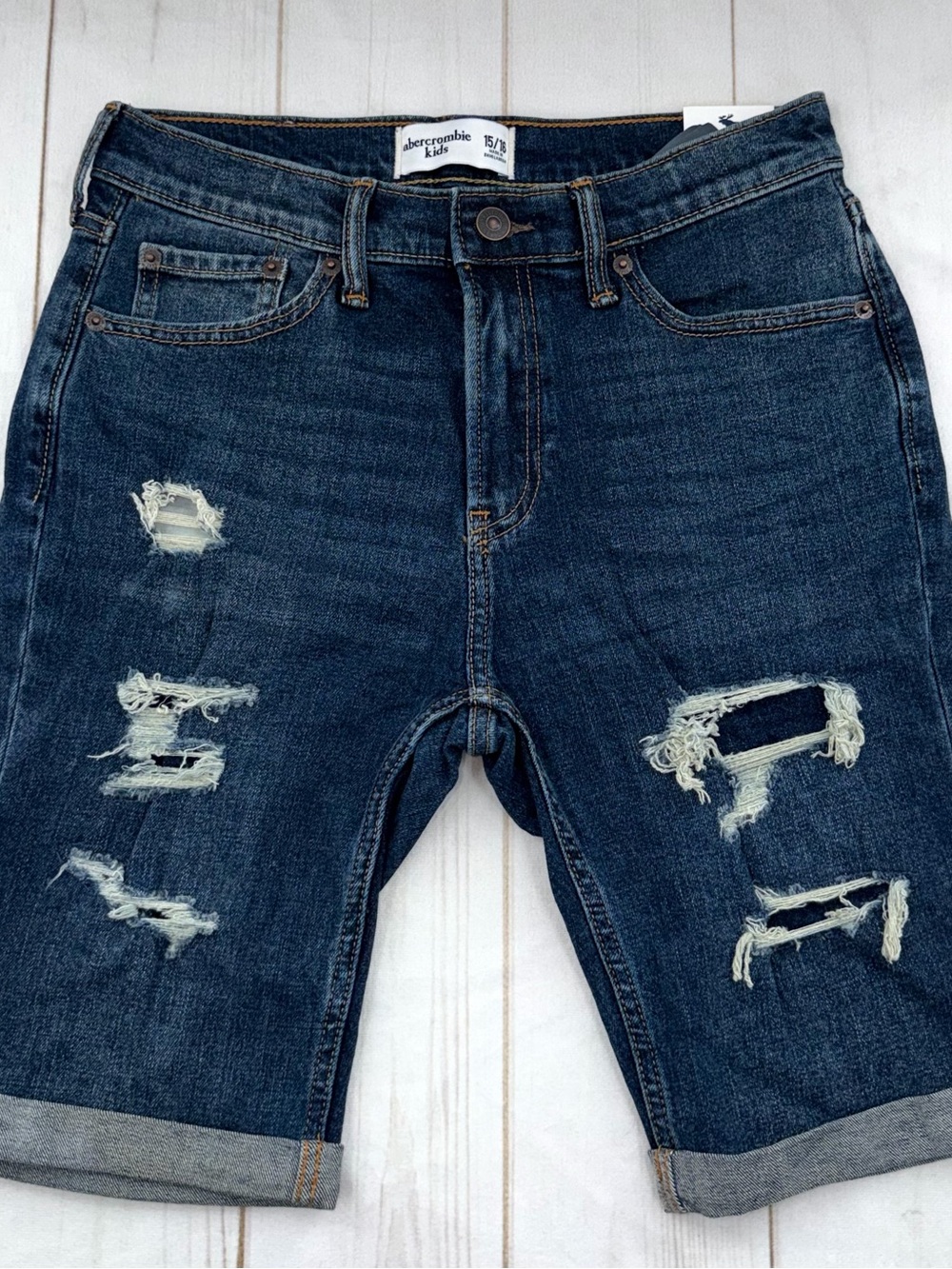 Abercrombie kids denim shorts adjustable waist size 15/16 NWT